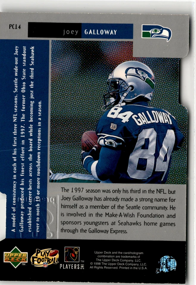 1998 Upper Deck Black Diamond #PC14 Joey Galloway Premium Cut - Image 2 of 2