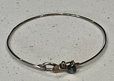 Infinity Silver Colored Bangle Bracelet Charms L M T 2.75  Needs Polishing