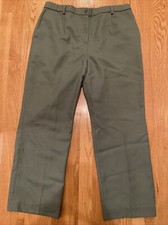 Vintage Pendleton Women's Petite 14 Virgin Wool Pleated Pants Green USA Elastic