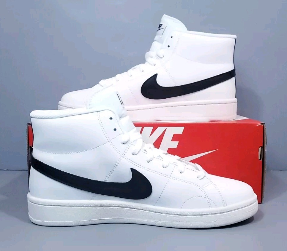 Men's Nike Court Royale 2 Mid Sneakers White/Black Onyx, Size 10, NEW thumbnail 3