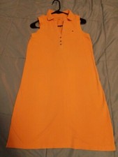Tommy Hilfiger Womens Sleeveless Polo Shirt Dress Orange Size S/P With Collar