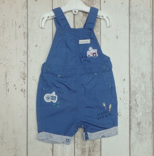 FAB Baby Boy Blue Tractor Themed short Dungarees - Mothercare (Up to 3 months)
