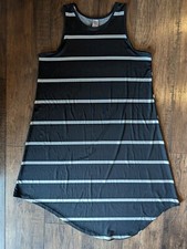 West Loop Black & White Striped Women's Midi Dress Soft & Stretchy Size XL