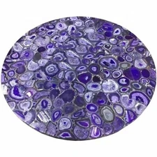 Round Shape Resin Corner Table for Bar Decor Purple Agate Stone Coffee Table Top