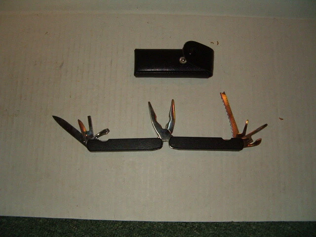 Multi Tool kit Knife Pliers Screwdrivers Etc. W/ Case Stainless Steel Pocket