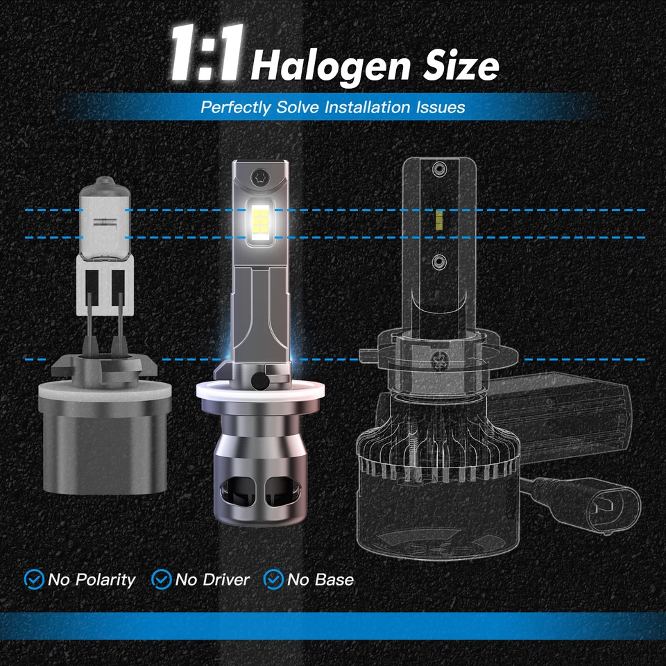 Bevinsee Z26 880 881 LED Headlight Fog Light Bulbs Canbus Error Free 6000K 70W - Image 3 of 4