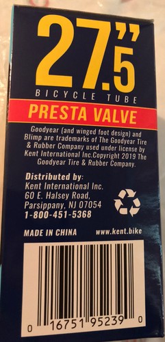 27.5 x 2.1 to 2.4 GoodYear Bicycle Tube with tire levers - Picture 2 of 5