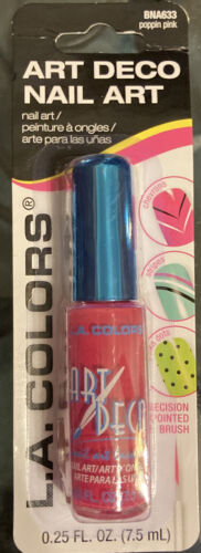 L.A. COLORS*Nails ART DECO*POPPIN PINK #BNA633, 0.25 fl oz