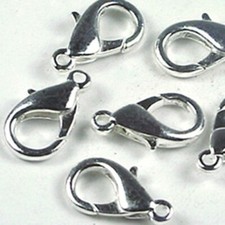 20 Silver Plated Pewter Lobster Claw Clasps 12x6mm