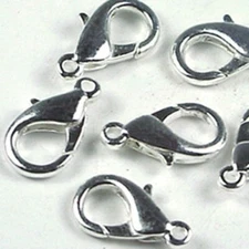 20 Silver Plated Pewter Lobster Claw Clasps 12x6mm 