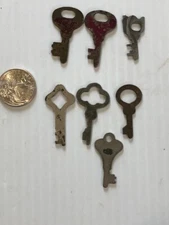 7 Antique Flat Keys Lock Box Trunk Chest Keys