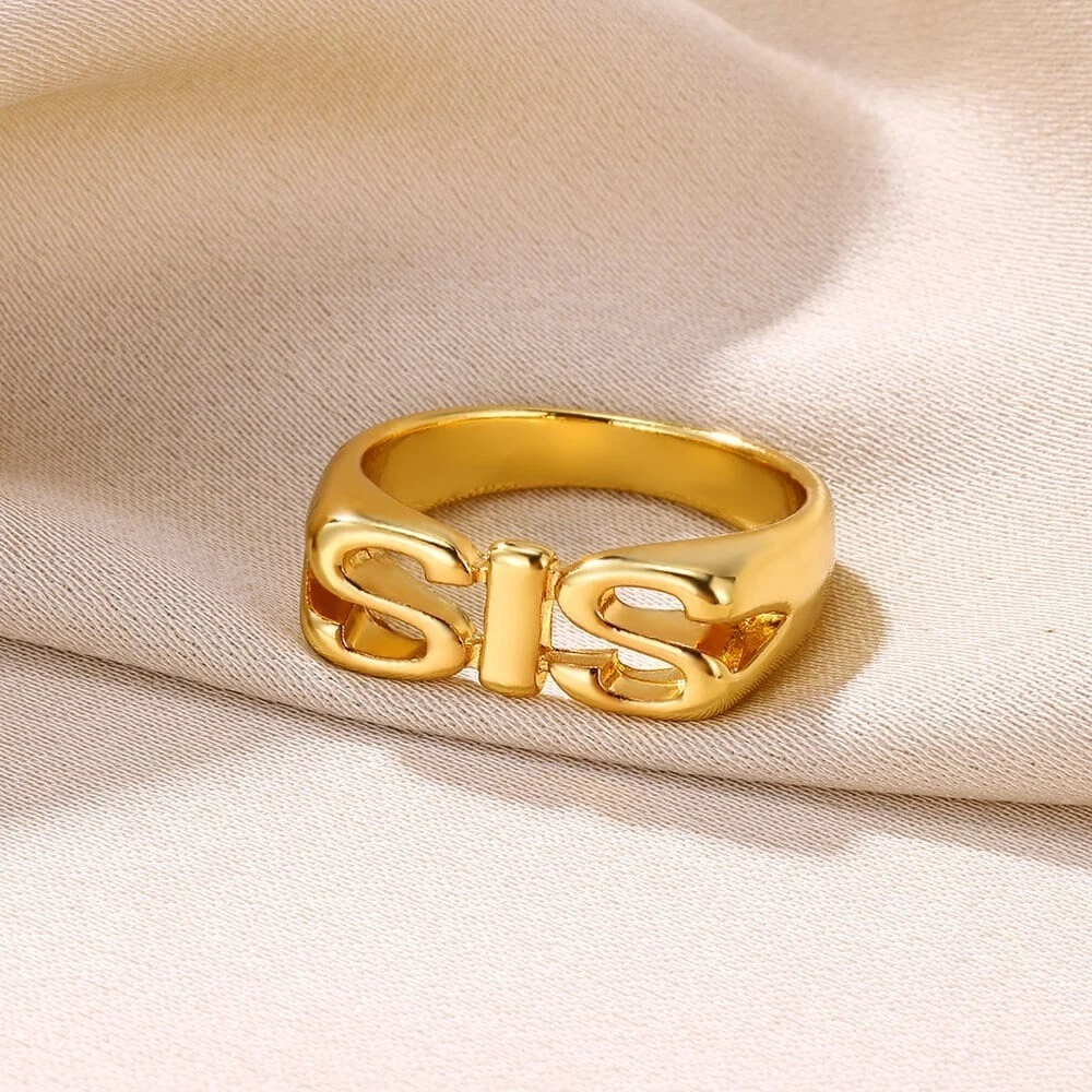 Dainty Mom Dad Sis Ring 18K Gold Family Ring Punk Family Ring Cute Mom Sis Ri