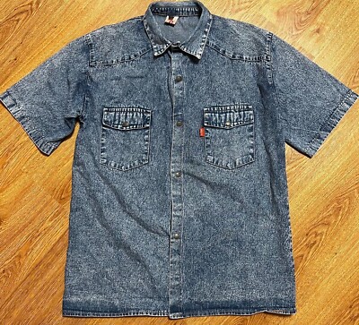 Rare Levis Vintage Denim Short Sleeve Shirt Men's Size L