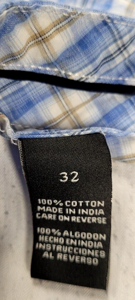 Pantalones cortos de carpintero Age of Wisdom para hombre (32) a cuadros azules. 6 bolsillos. 100% algodón. Foto 3 de 4