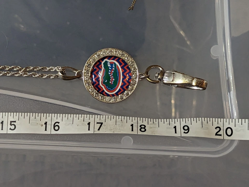 Florida Gators 20" Tono Plata Cadena Collar Cordón Con Clip 360 Foto 2 de 4