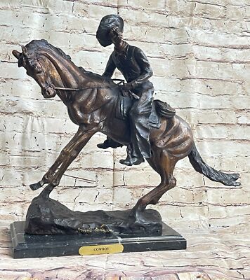 Signed Frederick Remington Solid Bronze Statue Vintage Art deco Sculpture Sale
