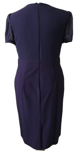 Jones New York New Dress Purple Solid Short Sleeve Ruffled Fancy Front Size 14 - Picture 8 of 9
