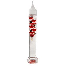 30cm Tall Free Standing Galileo Thermometer with 7 red floating globes