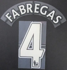 2007 - 2013 OFFICIAL SPORTING ID LEXTRA FABREGAS 4 JUNIOR SIZE WHITE NAMESET