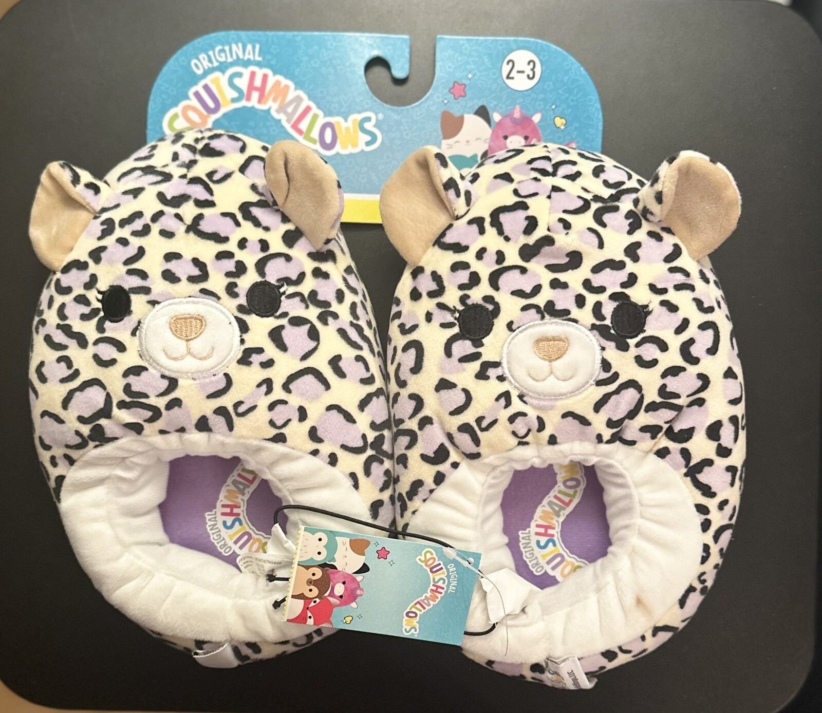 Squishmallows Ashlyn the Cheetah Slippers Size 2-3 Fits Women 6-7 NWT-image
