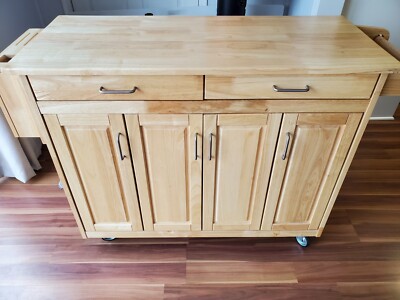Homestyles General Line Kitchen Cart, Drop Leaf B-fast Bar, 54 In Wide, Natural