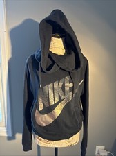 Women's Nike Funnel Neck Large Swoosh Rose Gold Hoodie Size S