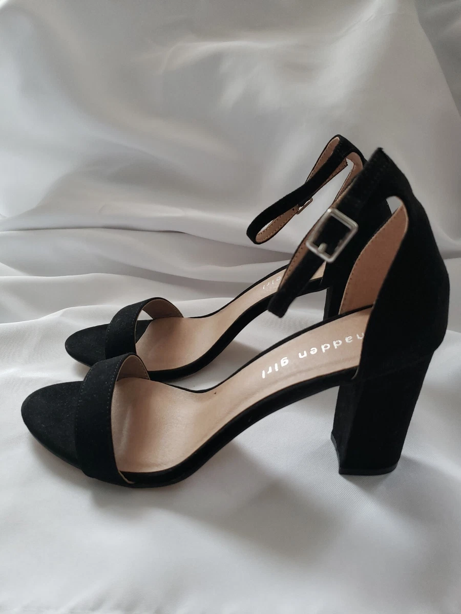 Madden Girl Womens Beella Block Heel Slingback Black Sandal Shoes Size 8.5