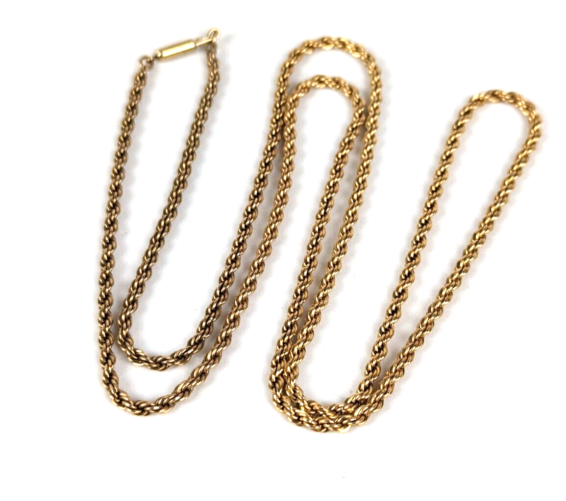 Vintage Krementz 30" Heavy 14k Gold Filled 3mm Rope Chain Necklace 19.6
