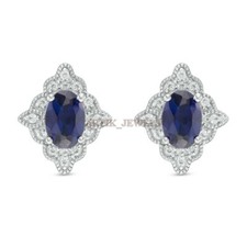 Kunstdiamanten Grown Blauer Saphir Edelstein Mit 18k Weiß Vergoldet Silber #190