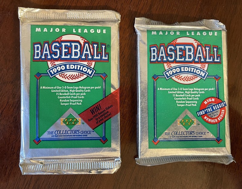 (2) 1990 Upper Deck High & Low Series Baseball Cards, Factory Sealed Foil Packs.
