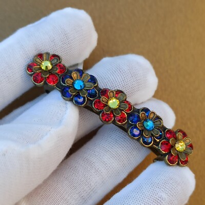 Michal Negrin Hair Clip Blue Red Yellow Flowers and  display picture 3