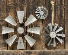 WINDMILL Wall Hanging Decor,Ornament,Craft 3 sz Galvanized Metal FARM WINDMILL 