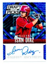 ISAN DIAZ RC 2014 PANINI PRIZM BLUE REFRACTOR ROOKIE AUTO#52/75!MARLINS 2B RC