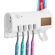 Wall Mounted UV Toothbrush Sanitizer Holder Smart IR Auto Toothpaste Dispenser