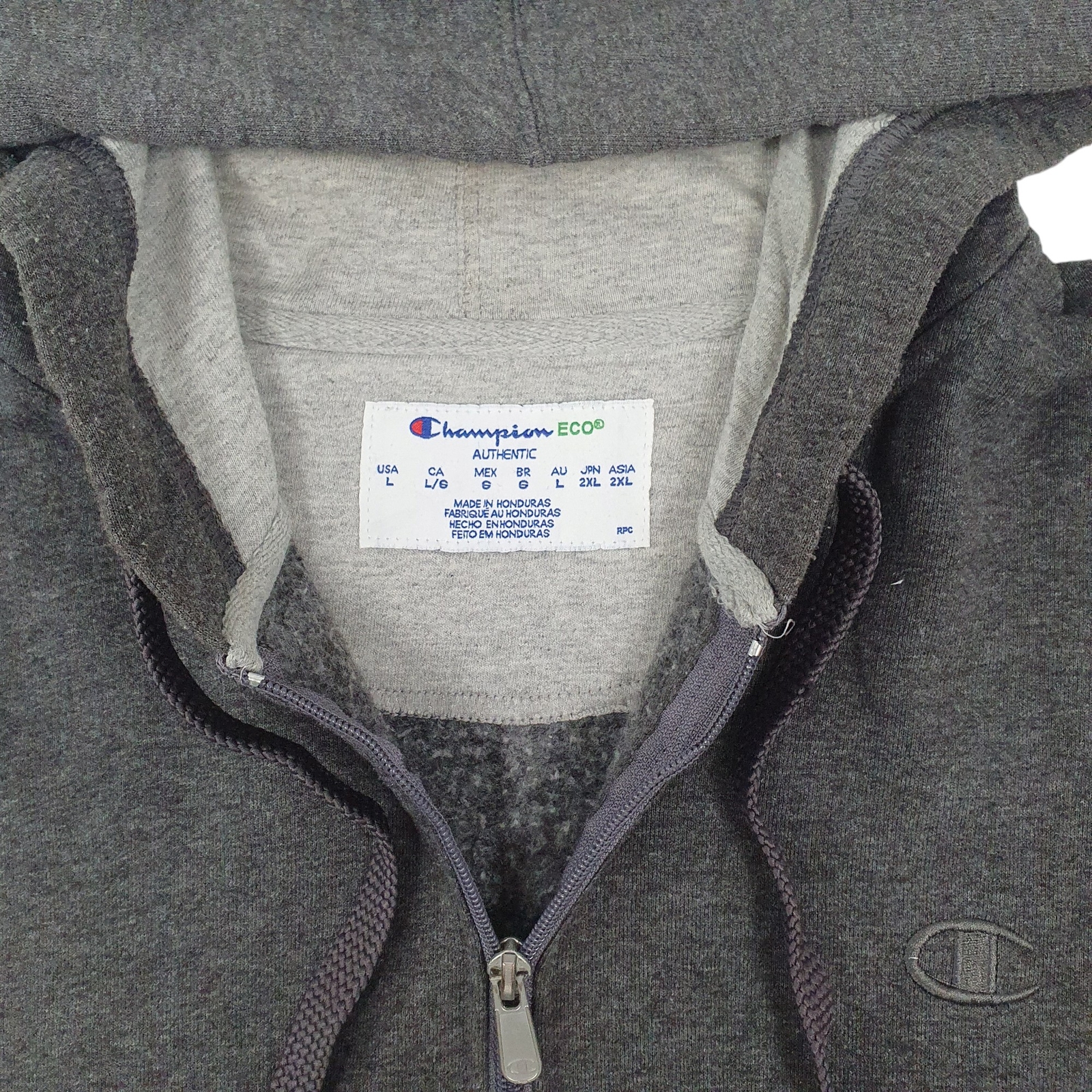 CHAMPION Full Zip Cotton Blend Jumper Sweatshirt Mens L image 2