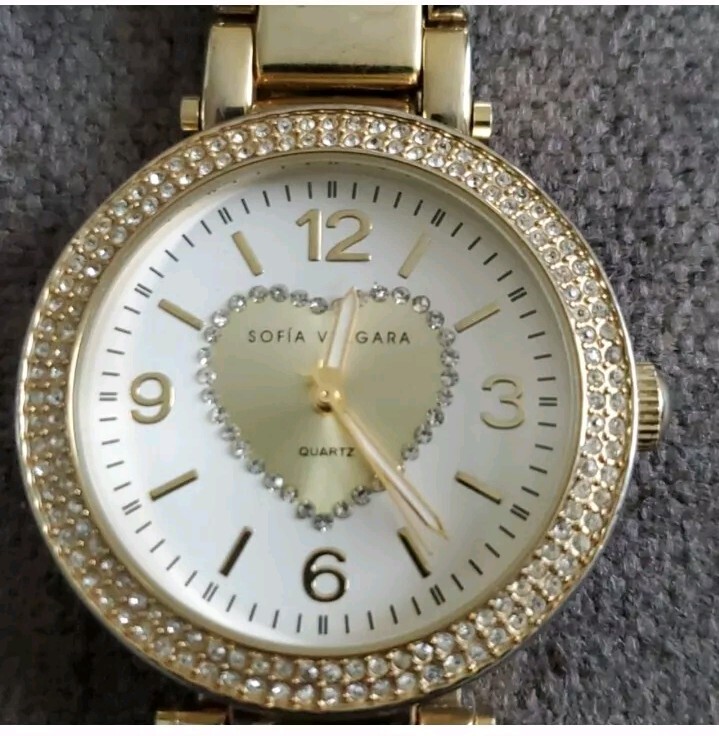 Sofia Vergara Gold Tone Heart Dial Watch | eBay display picture 2