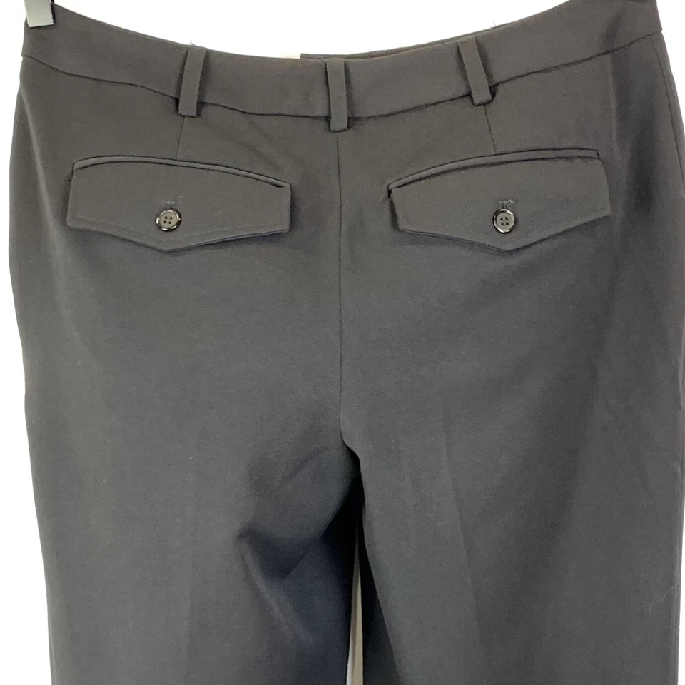 Pantalón de vestir Monroe & Main negro recto frente plano solapa bolsillo elástico para mujer 6 Foto 4 de 4
