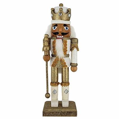 King Nutcracker White Gold Metallic Glitter 10 inch