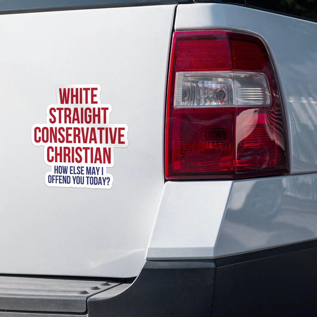 White Straight Conservative Christian Car Bumper Vinyl Sticker Decal