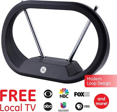 GE Modern Loop Rabbit Ears Indoor TV Antenna - Smart TV Compatible | eBay