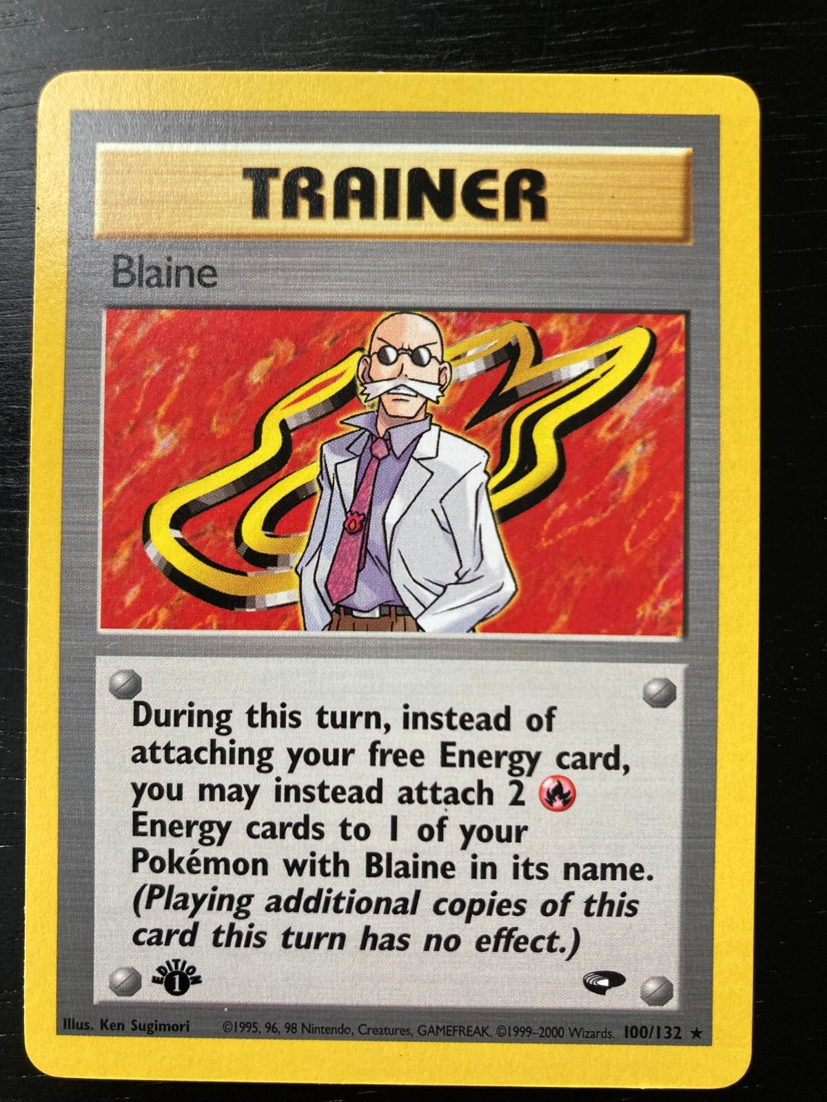 Pokémon RARE Gym Challenge 1st Edition Trainer Blaine 100/132 Near Mint Cond.