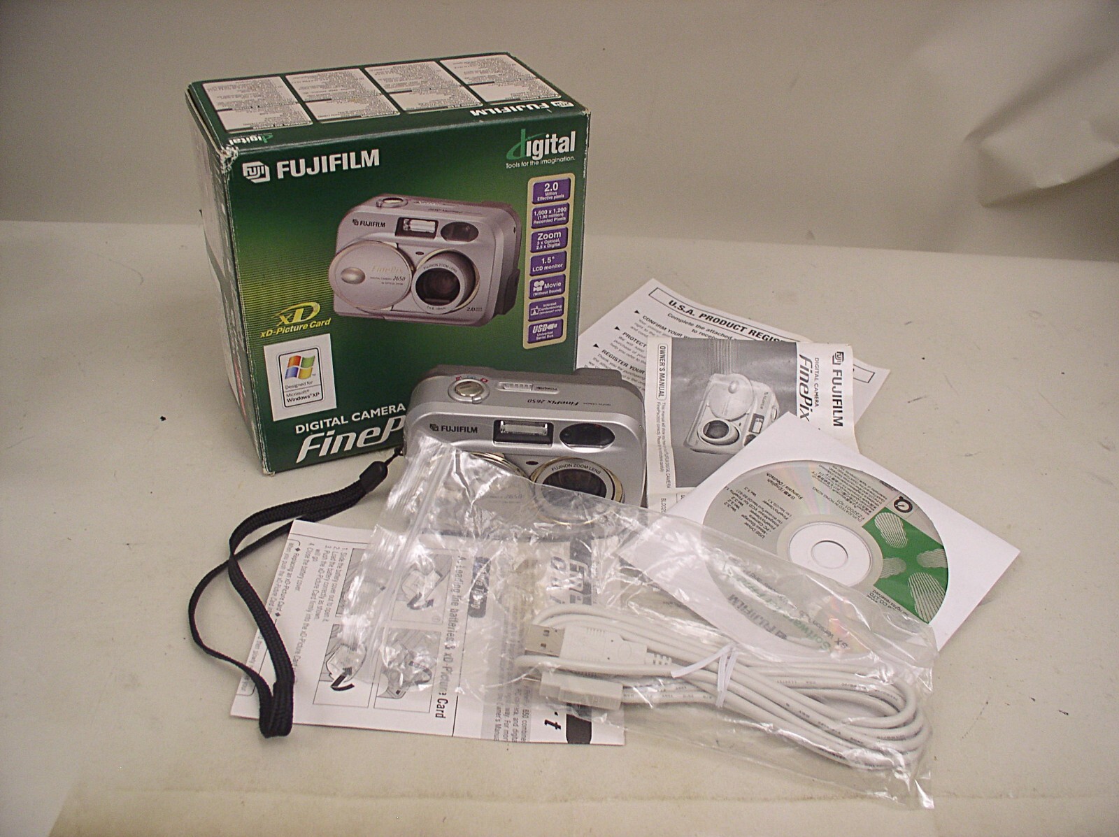 Finepix 2MP Digital Camera Model 2650 with Accessories and Original Box