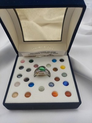 Sterling Chakra Farben des Lebens austauschbarer Edelstein Ring Set Größe 7 Neu