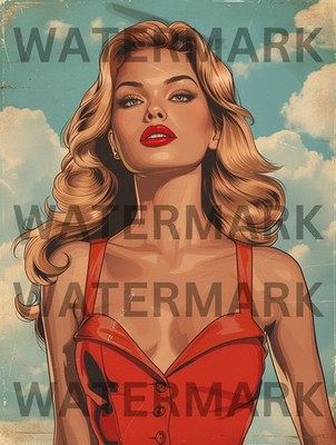 Digital Image Vintage Retro Portrait Woman Wallpaper Desktop Photo AI Art