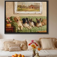 Dog Artwork Oil Painting Labrador Wall Art Cozy Pet Canvas Living Room Decor