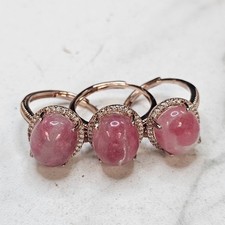 ADJUSTABLE Rhodonite Rose Gold Plated Gemstone Ring for Women