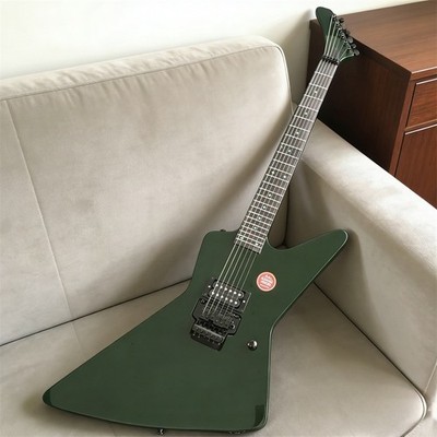 Handmade Explor-Style Dark Green Electirc Guitar 6 String HH Pickups FR Bridge