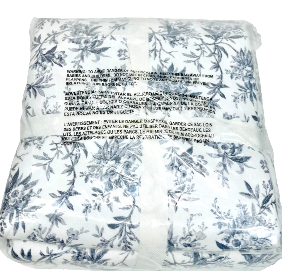 Conjunto de lençóis de flanela de algodão macio queen Laura Ashley Faye toile preto e carvão - Imagem 2 de 4