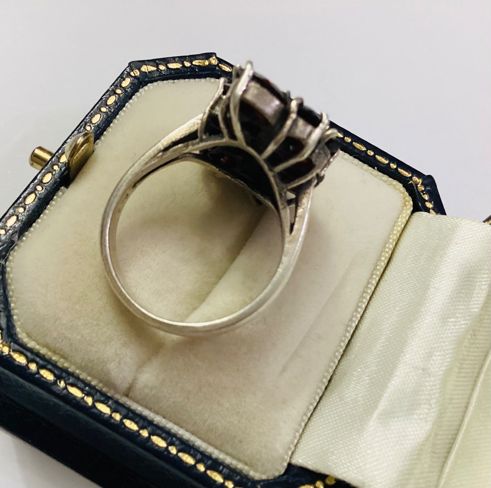 Garnet Solid Silver Marcasite Multi-stone Ring Mo… - image 6