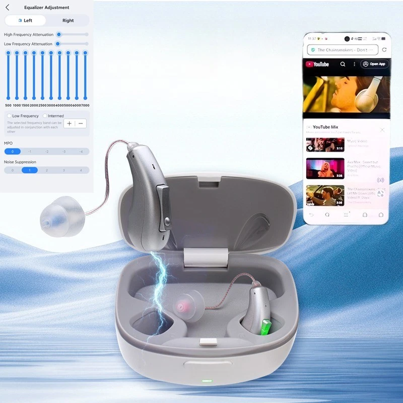 Audífonos Bluetooth Recargables para Personas Mayores APP Controlados, Cancelación de Ruido Foto 3 de 4